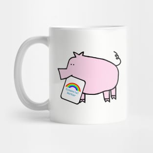 Pink Pig with Essential Worker Rainbow Sign Mug